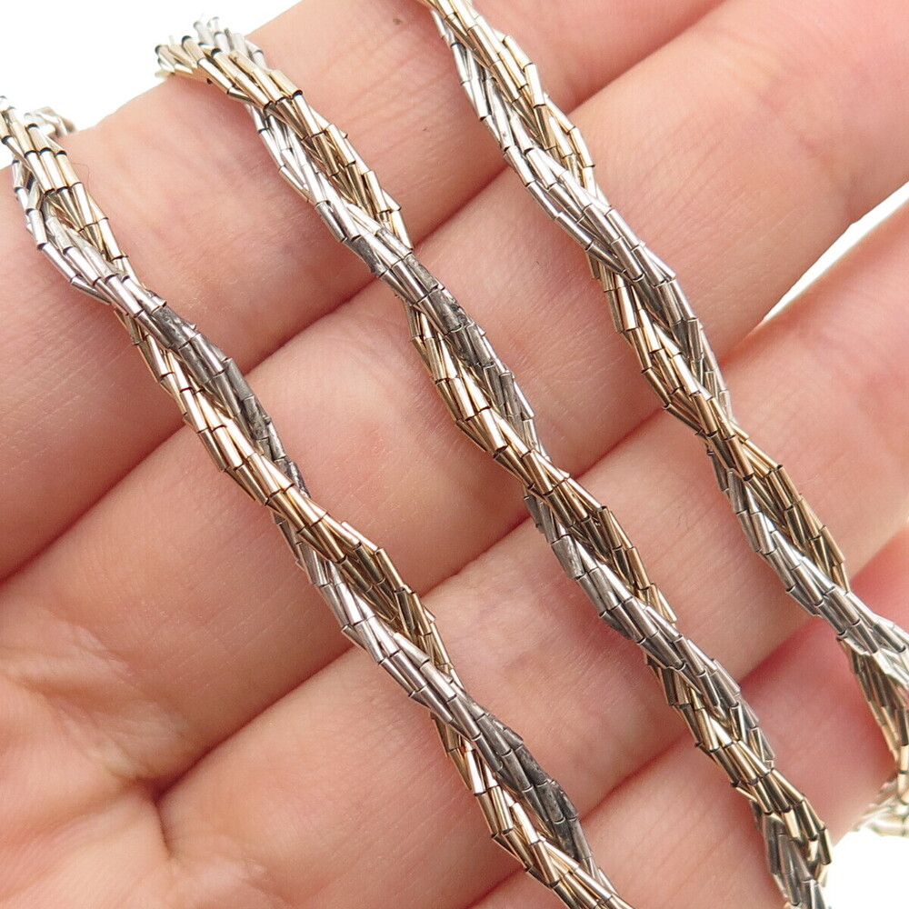 SUNRISE Old Pawn Sterling Silver Gold Filled Vintage Liquid Chain Necklace 28"